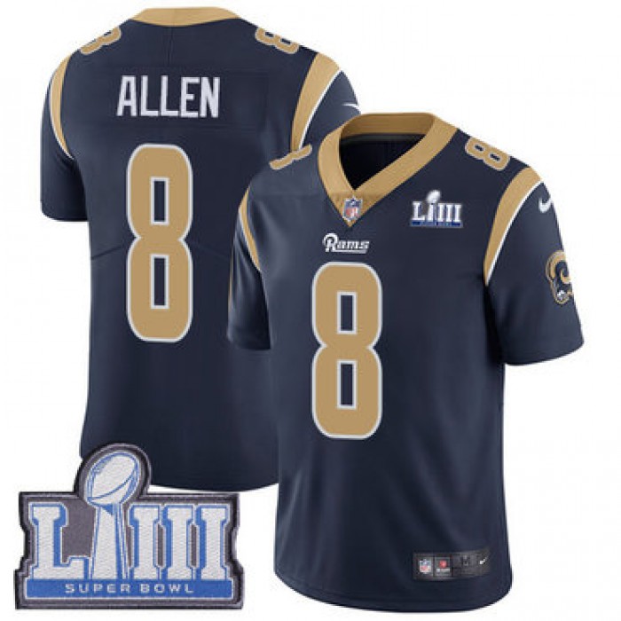 #8 Limited Brandon Allen Navy Blue Nike NFL Home Youth Jersey Los Angeles Rams Vapor Untouchable Super Bowl LIII Bound