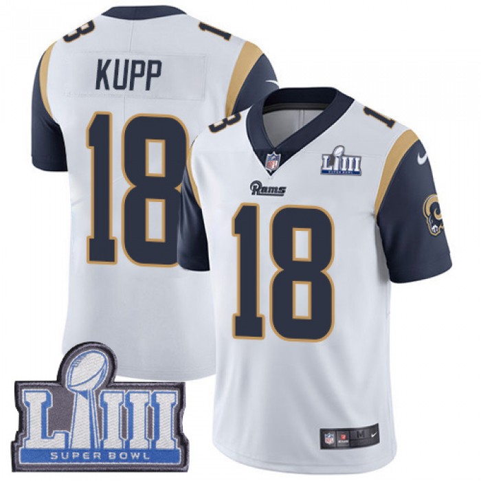 #18 Limited Cooper Kupp White Nike NFL Road Youth Jersey Los Angeles Rams Vapor Untouchable Super Bowl LIII Bound