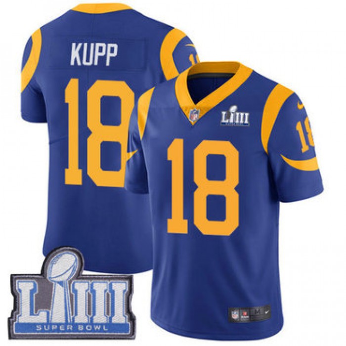 #18 Limited Cooper Kupp Royal Blue Nike NFL Alternate Youth Jersey Los Angeles Rams Vapor Untouchable Super Bowl LIII Bound