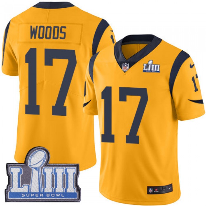 #17 Limited Robert Woods Gold Nike NFL Youth Jersey Los Angeles Rams Rush Vapor Untouchable Super Bowl LIII Bound
