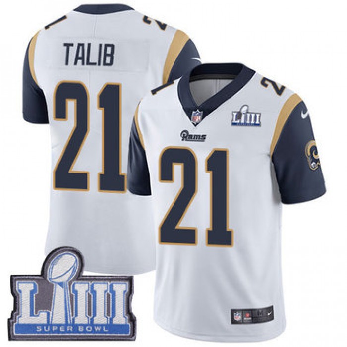 #21 Limited Aqib Talib White Nike NFL Road Youth Jersey Los Angeles Rams Vapor Untouchable Super Bowl LIII Bound