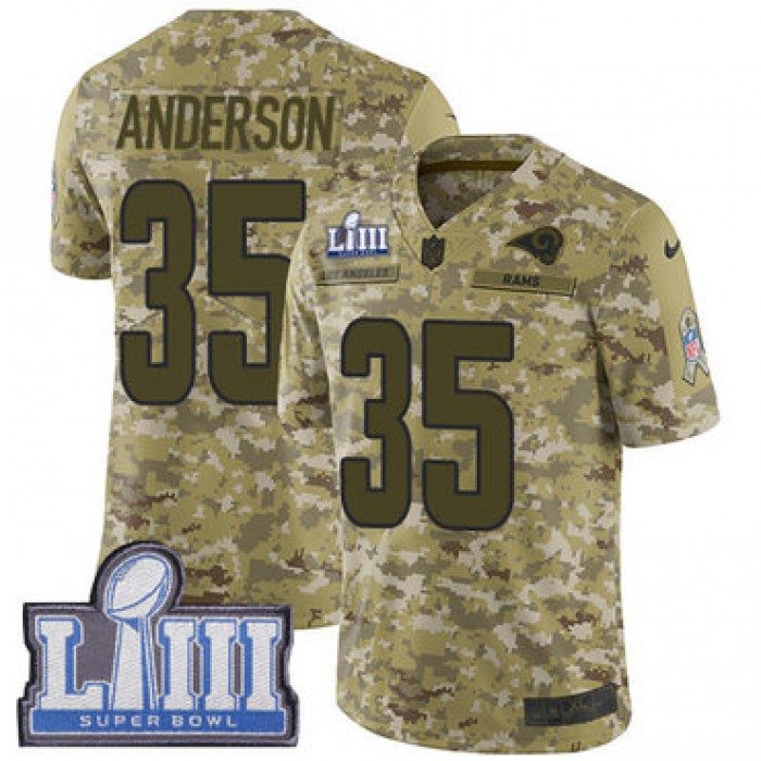 #35 Limited C.J. Anderson Camo Nike NFL Youth Jersey Los Angeles Rams 2018 Salute to Service Super Bowl LIII Bound