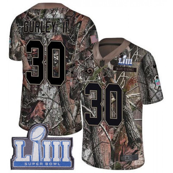 #30 Limited Todd Gurley Camo Nike NFL Youth Jersey Los Angeles Rams Rush Realtree Super Bowl LIII Bound