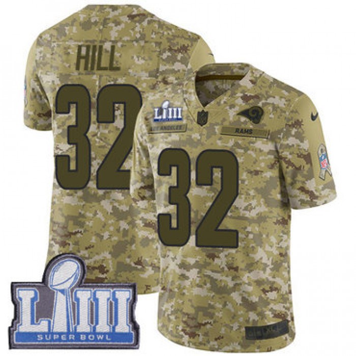 #32 Limited Troy Hill Camo Nike NFL Youth Jersey Los Angeles Rams 2018 Salute to Service Super Bowl LIII Bound