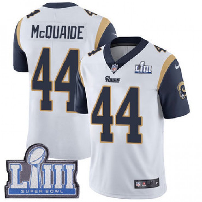 #44 Limited Jacob McQuaide White Nike NFL Road Youth Jersey Los Angeles Rams Vapor Untouchable Super Bowl LIII Bound
