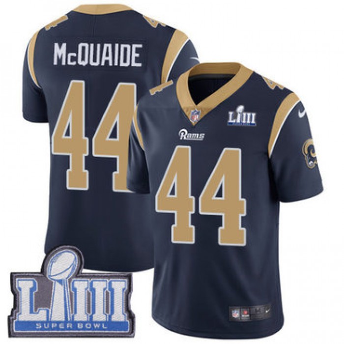 #44 Limited Jacob McQuaide Navy Blue Nike NFL Home Youth Jersey Los Angeles Rams Vapor Untouchable Super Bowl LIII Bound