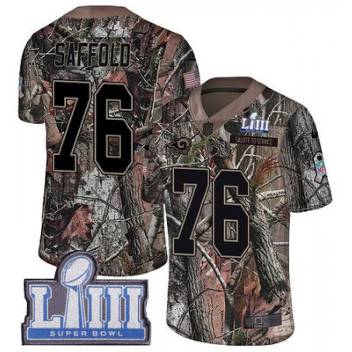 Youth Los Angeles Rams #76 Rodger Saffold Camo Nike NFL Rush Realtree Super Bowl LIII Bound Limited Jersey