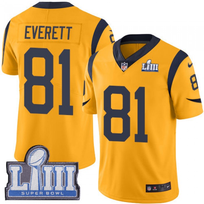 Youth Los Angeles Rams #81 Limited Gerald Everett Gold Nike NFL Rush Vapor Untouchable Super Bowl LIII Bound Limited Jersey