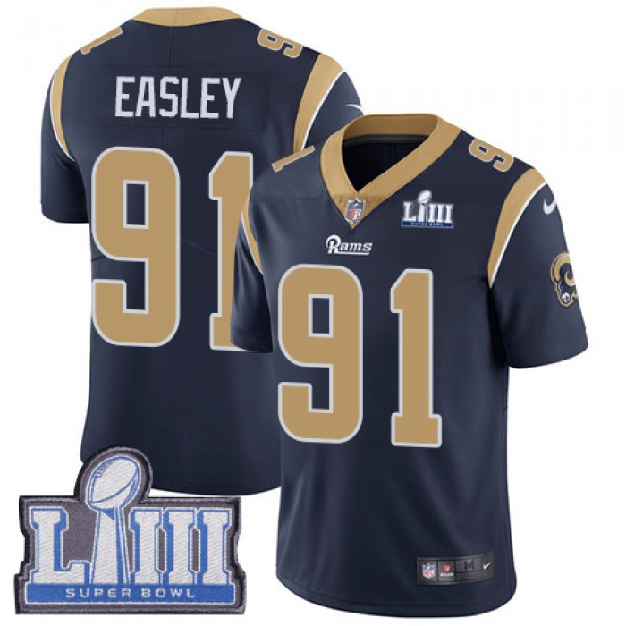 Youth Los Angeles Rams #91 Dominique Easley Navy Blue Nike NFL Home Vapor Untouchable Super Bowl LIII Bound Limited Jersey
