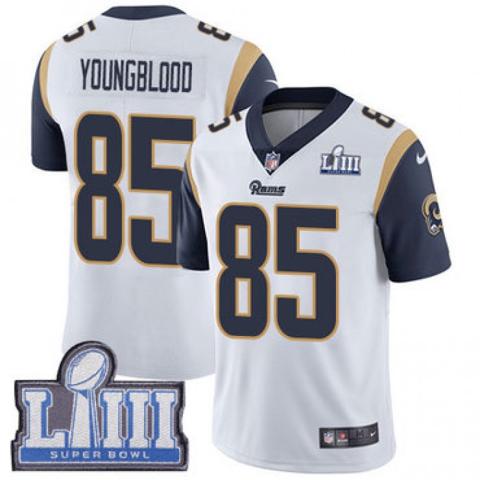 Youth Los Angeles Rams #85 Jack Youngblood White Nike NFL Road Vapor Untouchable Super Bowl LIII Bound Limited Jersey
