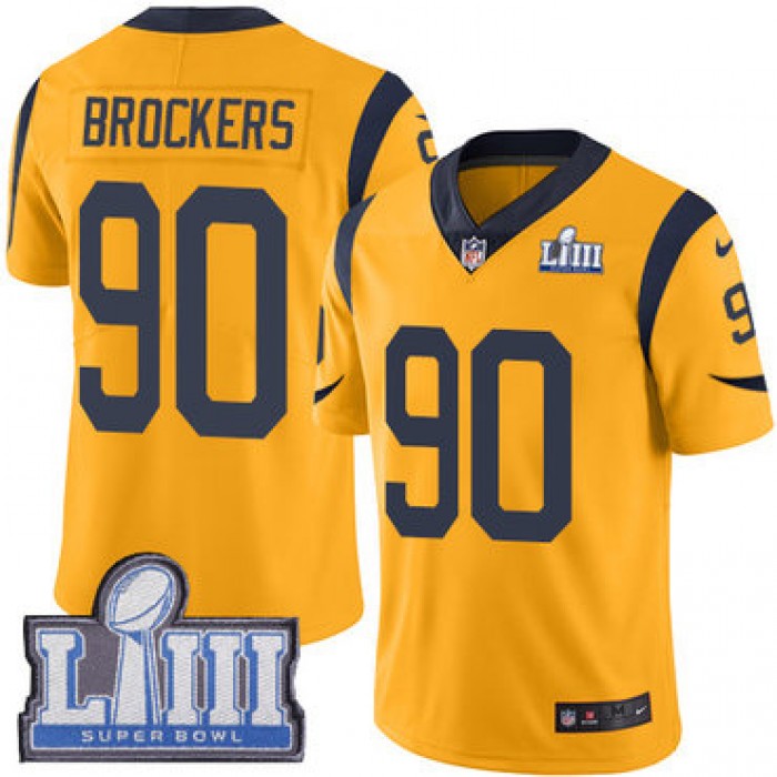 #90 Limited Michael Brockers Gold Nike NFL Men's Jersey Los Angeles Rams Rush Vapor Untouchable Super Bowl LIII Bound