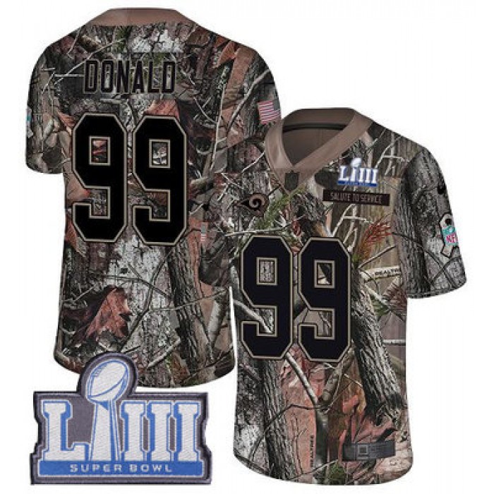 #99 Limited Aaron Donald Camo Nike NFL Men's Jersey Los Angeles Rams Rush Realtree Super Bowl LIII Bound