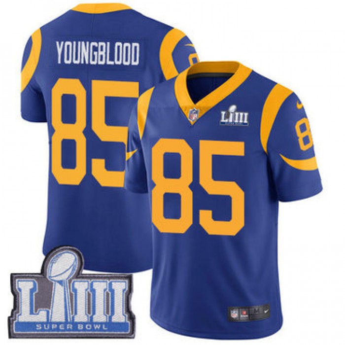 #85 Limited Jack Youngblood Royal Blue Nike NFL Alternate Men's Jersey Los Angeles Rams Vapor Untouchable Super Bowl LIII Bound