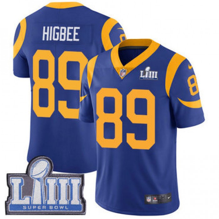 Men's Los Angeles Rams #89 Tyler Higbee Royal Blue Nike NFL Alternate Vapor Untouchable Super Bowl LIII Bound Limited Jersey