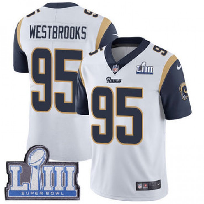 #95 Limited Ethan Westbrooks White Nike NFL Road Men's Jersey Los Angeles Rams Vapor Untouchable Super Bowl LIII Bound