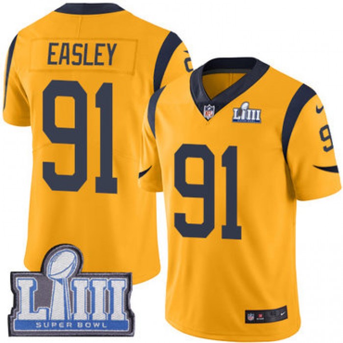 #91 Limited Dominique Easley Gold Nike NFL Men's Jersey Los Angeles Rams Rush Vapor Untouchable Super Bowl LIII Bound