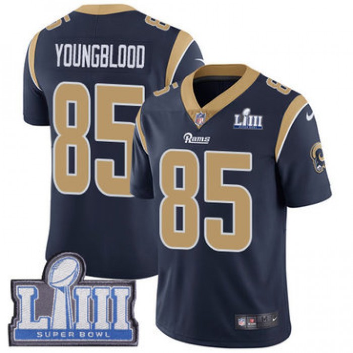 #85 Limited Jack Youngblood Navy Blue Nike NFL Home Men's Jersey Los Angeles Rams Vapor Untouchable Super Bowl LIII Bound