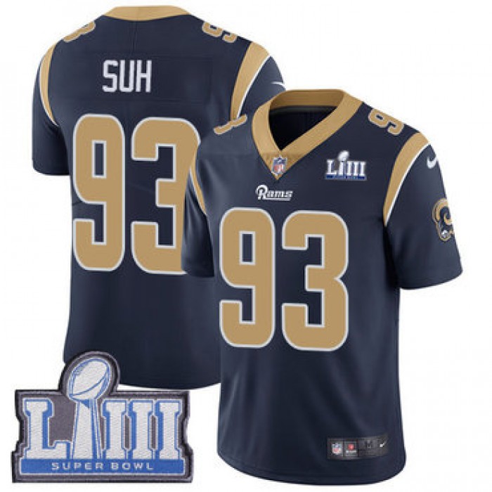 #93 Limited Ndamukong Suh Navy Blue Nike NFL Home Men's Jersey Los Angeles Rams Vapor Untouchable Super Bowl LIII Bound