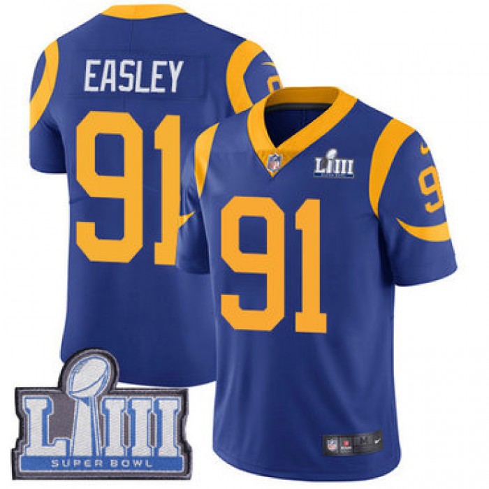 #91 Limited Dominique Easley Royal Blue Nike NFL Alternate Men's Jersey Los Angeles Rams Vapor Untouchable Super Bowl LIII Bound