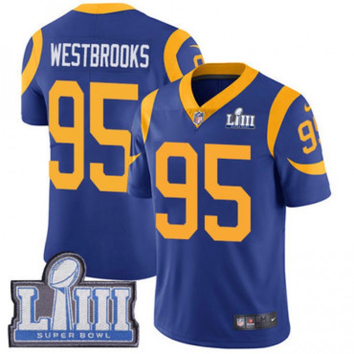 #95 Limited Ethan Westbrooks Royal Blue Nike NFL Alternate Men's Jersey Los Angeles Rams Vapor Untouchable Super Bowl LIII Bound