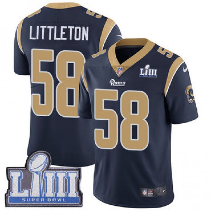 #58 Limited Cory Littleton Navy Blue Nike NFL Home Men's Jersey Los Angeles Rams Vapor Untouchable Super Bowl LIII Bound
