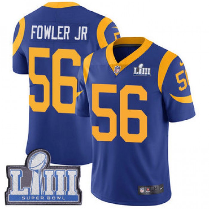 #56 Limited Dante Fowler Jr Royal Blue Nike NFL Alternate Men's Jersey Los Angeles Rams Vapor Untouchable Super Bowl LIII Bound