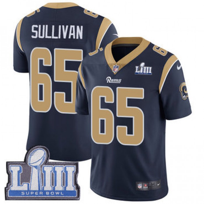 #65 Limited John Sullivan Navy Blue Nike NFL Home Men's Jersey Los Angeles Rams Vapor Untouchable Super Bowl LIII Bound