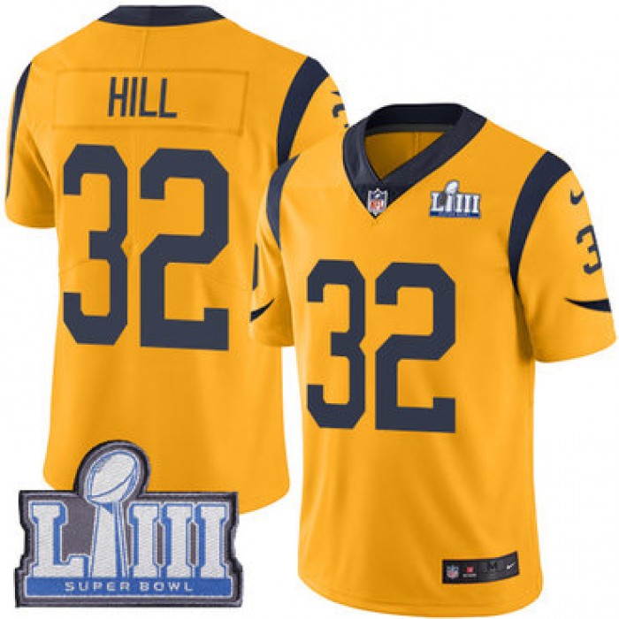 #32 Limited Troy Hill Gold Nike NFL Men's Jersey Los Angeles Rams Rush Vapor Untouchable Super Bowl LIII Bound