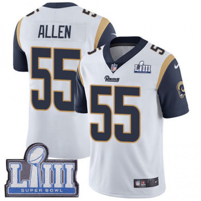 #55 Limited Brian Allen White Nike NFL Road Men's Jersey Los Angeles Rams Vapor Untouchable Super Bowl LIII Bound