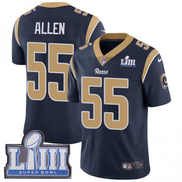 #55 Limited Brian Allen Navy Blue Nike NFL Home Men's Jersey Los Angeles Rams Vapor Untouchable Super Bowl LIII Bound