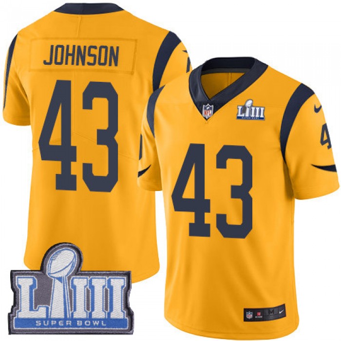 #43 Limited John Johnson Gold Nike NFL Men's Jersey Los Angeles Rams Rush Vapor Untouchable Super Bowl LIII Bound