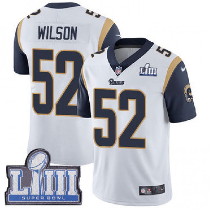 #52 Limited Ramik Wilson White Nike NFL Road Men's Jersey Los Angeles Rams Vapor Untouchable Super Bowl LIII Bound