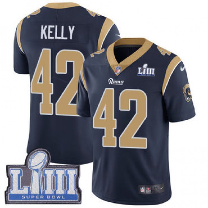 #42 Limited John Kelly Navy Blue Nike NFL Home Men's Jersey Los Angeles Rams Vapor Untouchable Super Bowl LIII Bound