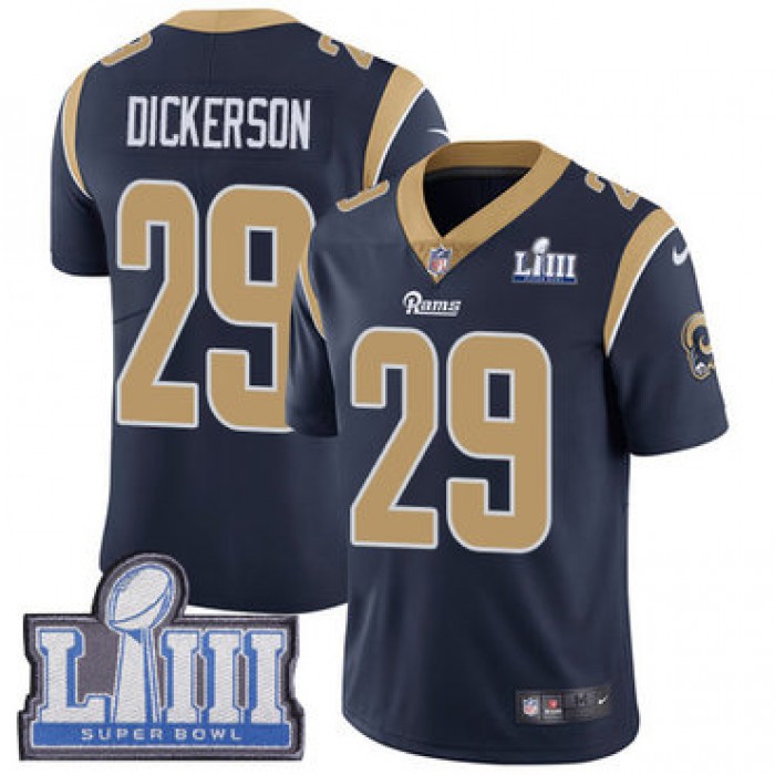 #29 Limited Eric Dickerson Navy Blue Nike NFL Home Men's Jersey Los Angeles Rams Vapor Untouchable Super Bowl LIII Bound