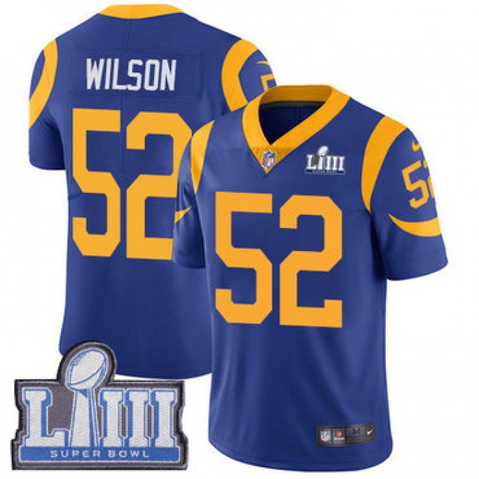 #52 Limited Ramik Wilson Royal Blue Nike NFL Alternate Men's Jersey Los Angeles Rams Vapor Untouchable Super Bowl LIII Bound