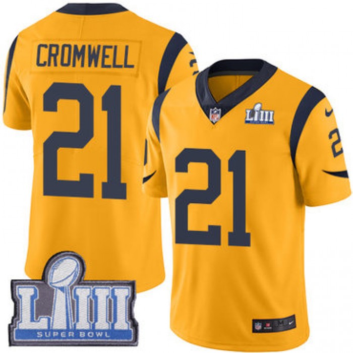 #21 Limited Nolan Cromwell Gold Nike NFL Men's Jersey Los Angeles Rams Rush Vapor Untouchable Super Bowl LIII Bound