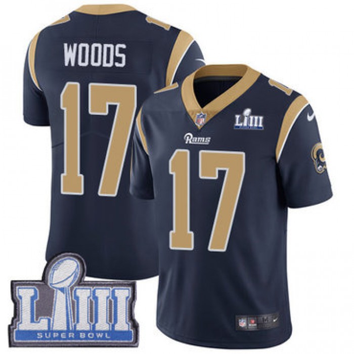 #17 Limited Robert Woods Navy Blue Nike NFL Home Men's Jersey Los Angeles Rams Vapor Untouchable Super Bowl LIII Bound