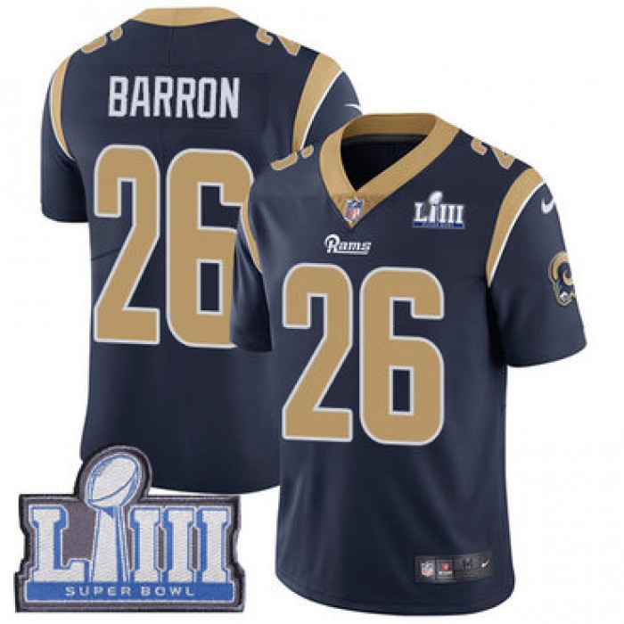 #26 Limited Mark Barron Navy Blue Nike NFL Home Men's Jersey Los Angeles Rams Vapor Untouchable Super Bowl LIII Bound