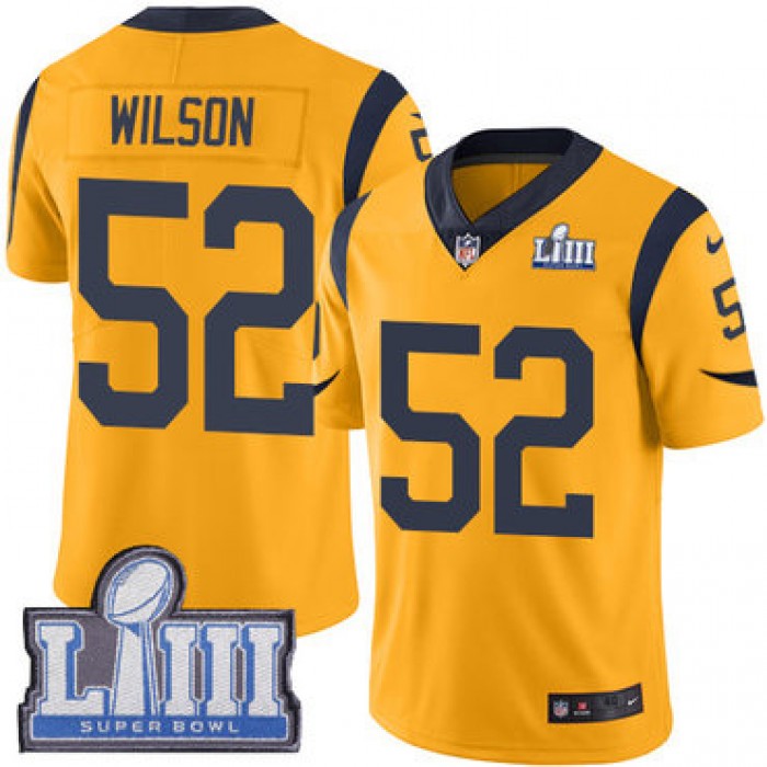 #52 Limited Ramik Wilson Gold Nike NFL Men's Jersey Los Angeles Rams Rush Vapor Untouchable Super Bowl LIII Bound