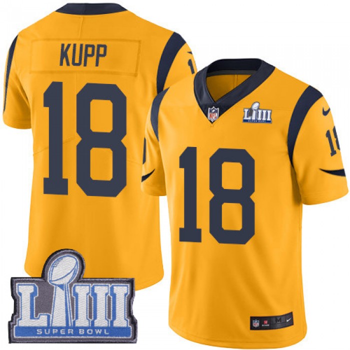 #18 Limited Cooper Kupp Gold Nike NFL Men's Jersey Los Angeles Rams Rush Vapor Untouchable Super Bowl LIII Bound