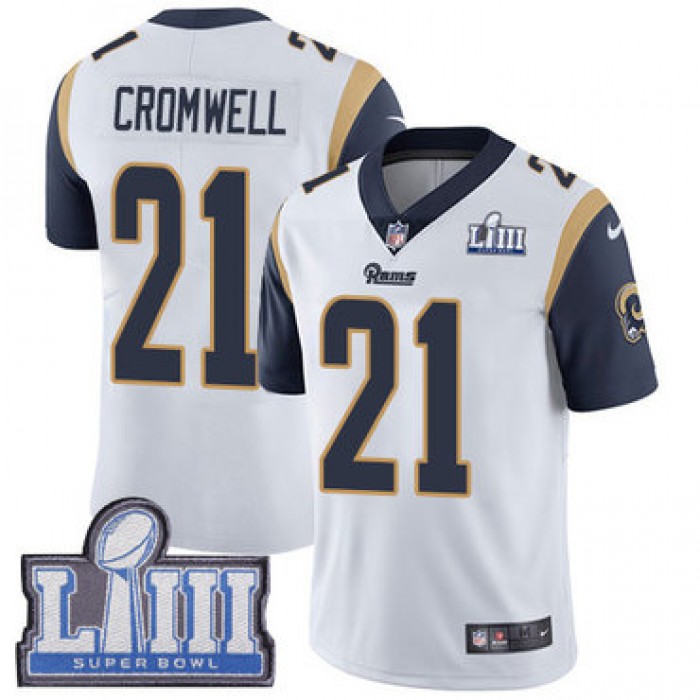 #21 Limited Nolan Cromwell White Nike NFL Road Men's Jersey Los Angeles Rams Vapor Untouchable Super Bowl LIII Bound