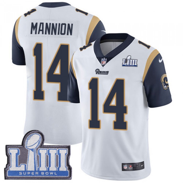 #14 Limited Sean Mannion White Nike NFL Road Men's Jersey Los Angeles Rams Vapor Untouchable Super Bowl LIII Bound