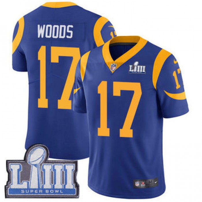 #17 Limited Robert Woods Royal Blue Nike NFL Alternate Men's Jersey Los Angeles Rams Vapor Untouchable Super Bowl LIII Bound