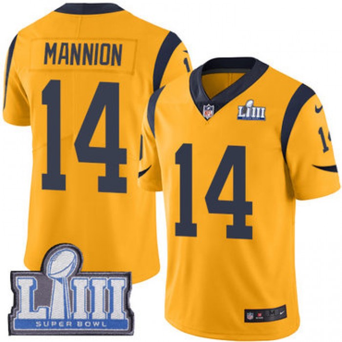 Men's Los Angeles Rams #14 Sean Mannion Gold Nike NFL Rush Vapor Untouchable Super Bowl LIII Bound Limited Jersey