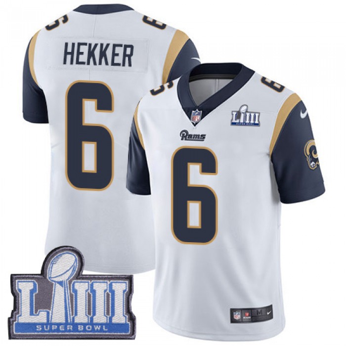 Men's Los Angeles Rams #6 Johnny Hekker White Nike NFL Road Vapor Untouchable Super Bowl LIII Bound Limited Jersey