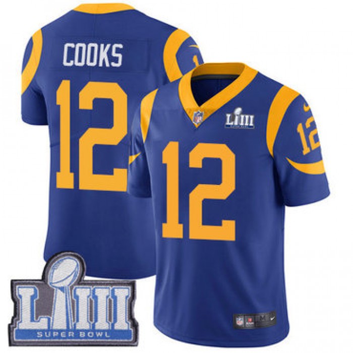 Men's Los Angeles Rams #12 Brandin Cooks Royal Blue Nike NFL Alternate Vapor Untouchable Super Bowl LIII Bound Limited Jersey