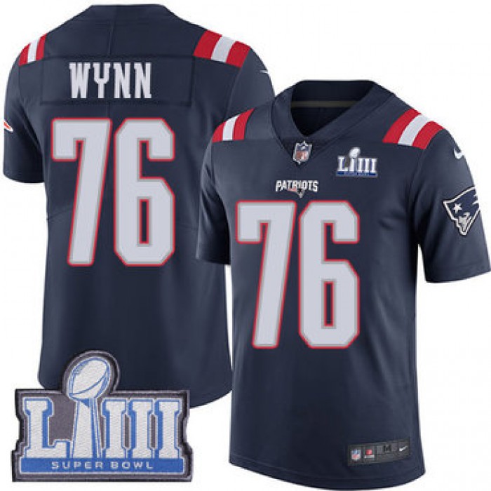 #76 Limited Isaiah Wynn Navy Blue Nike NFL Youth Jersey New England Patriots Rush Vapor Untouchable Super Bowl LIII Bound