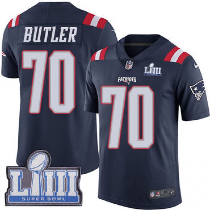 #70 Limited Adam Butler Navy Blue Nike NFL Youth Jersey New England Patriots Rush Vapor Untouchable Super Bowl LIII Bound