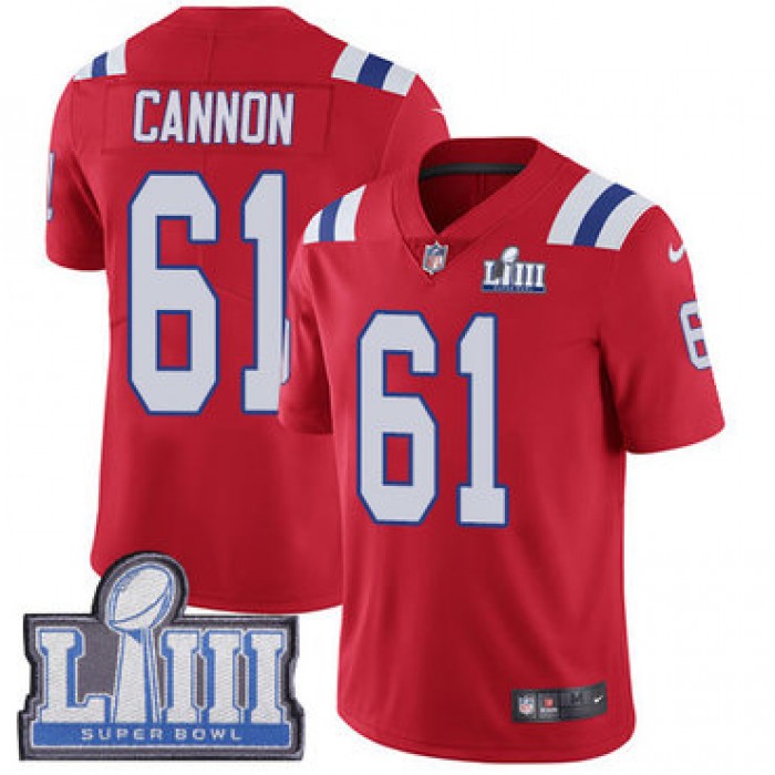 #61 Limited Marcus Cannon Red Nike NFL Alternate Youth Jersey New England Patriots Vapor Untouchable Super Bowl LIII Bound