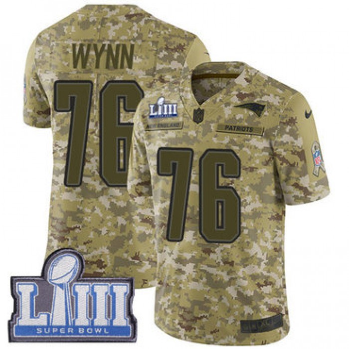 #76 Limited Isaiah Wynn Camo Nike NFL Youth Jersey New England Patriots 2018 Salute to Service Super Bowl LIII Bound